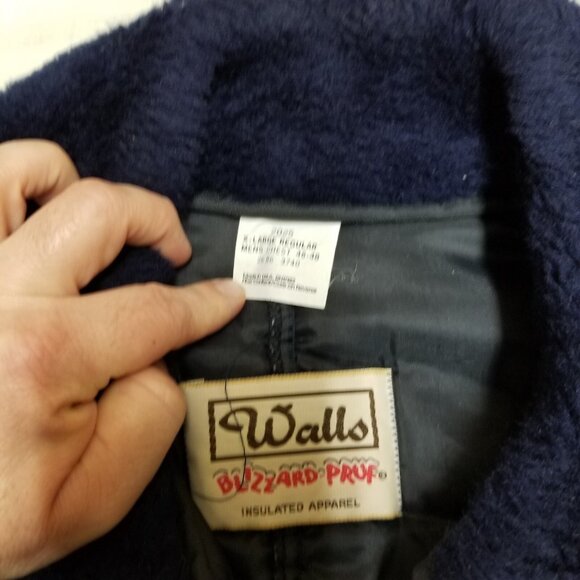 ✅VTG Walls Blizzard Pruf Coveralls Men XL Reg 46-48 Belted Faux Fur Collar STAIN - Picture 3 of 14